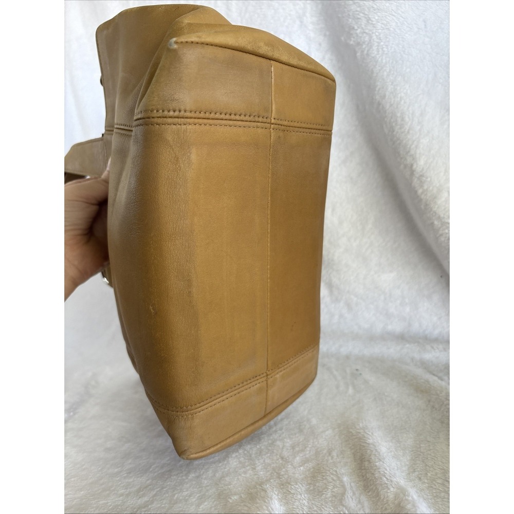 Vintage COACH Waverly Tote Bag Camel Tan Leather Zip Closure 4133 90s Costa Rica - Picture 11 of 16